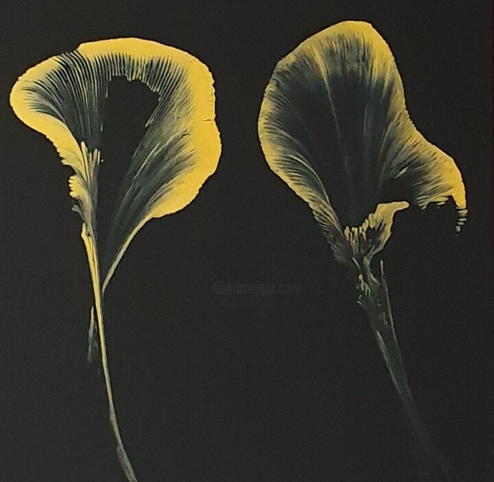 Painting titled "A fleurs de pot N°4" by Thierry Deluc, Original Artwork, Acrylic