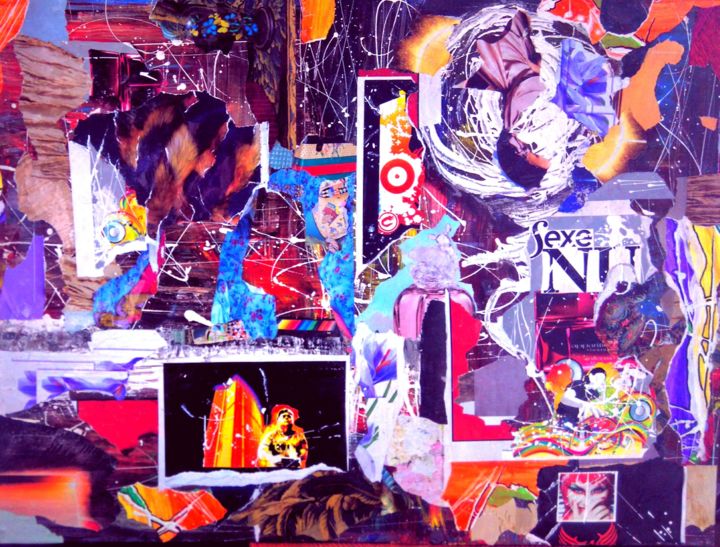 Collages titled "Sexe nu ." by Thierry Dourthe, Original Artwork, Acrylic
