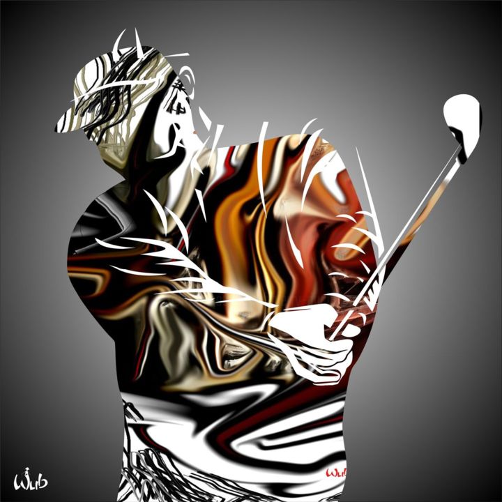 Digital Arts titled "Golfeur dédoublé" by Wub, Original Artwork, Digital Painting