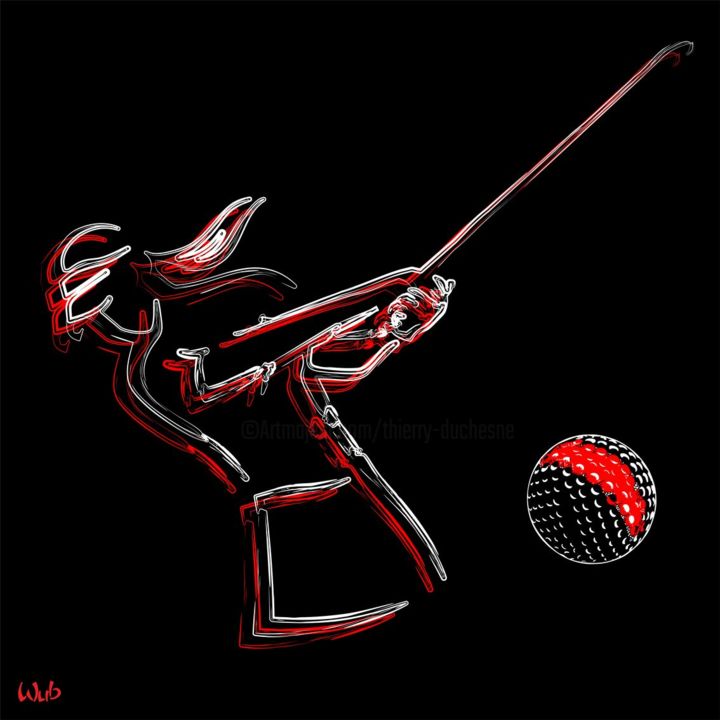Digital Arts titled "Golfeuse fond noir" by Wub, Original Artwork, Digital Painting
