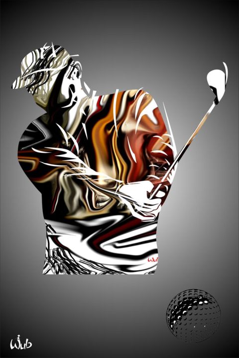 Arts numériques intitulée "Golfeur en mode abs…" par Wub, Œuvre d'art originale, Peinture numérique