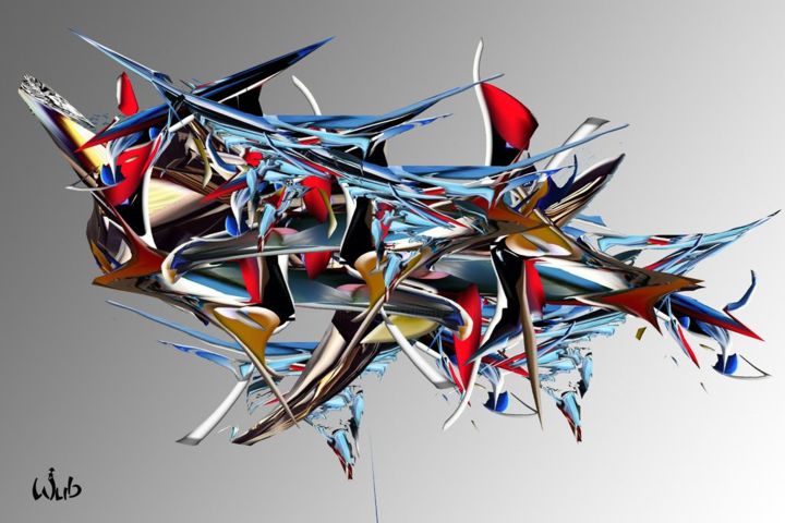 Digital Arts titled "Abstraction explosée" by Wub, Original Artwork, Digital Painting