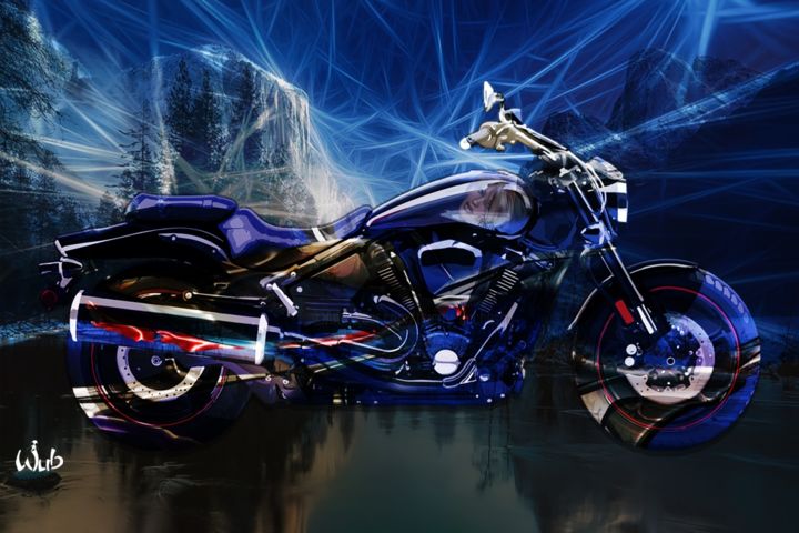 Digital Arts titled "Bike 04" by Wub, Original Artwork, Photo Montage Mounted on Aluminium