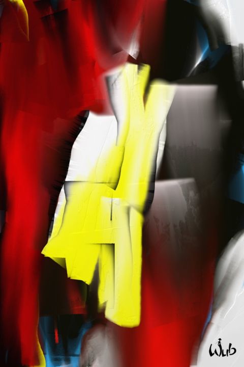 Digital Arts titled "En rouge et jaune" by Wub, Original Artwork, Digital Painting