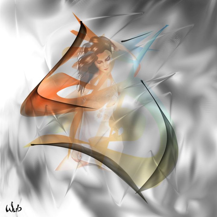 「Danse avec le vent」というタイトルのデジタルアーツ Wubによって, オリジナルのアートワーク, デジタル絵画 アルミニウムにマウント