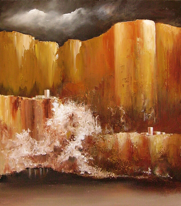 Painting titled "THE CARAMEL WALL" by Thierry Garnier-Lafond, Original Artwork, Oil