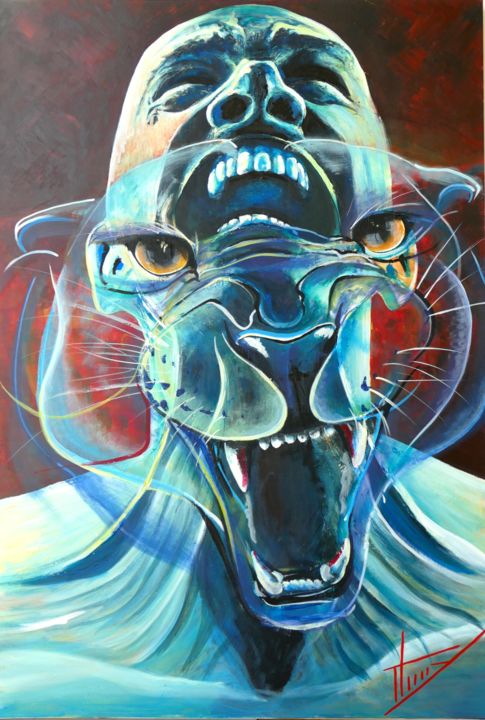 Painting titled "en-chaque-homme-il-…" by Thierry Godefroid, Original Artwork, Acrylic