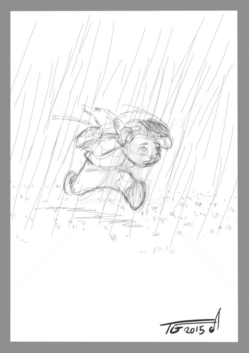 Dibujo titulada "la-pluie" por Thierry Goulard, Obra de arte original, Fotografía digital