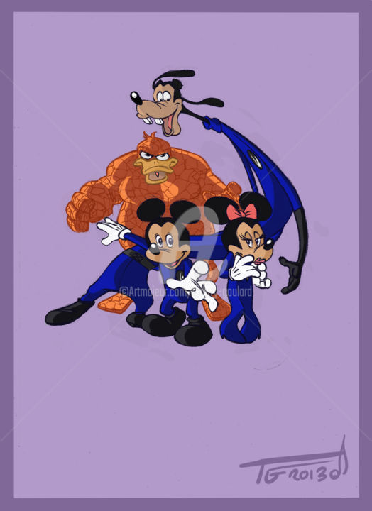 Dessin intitulée "Marvel-Mickey-colo" par Thierry Goulard, Œuvre d'art originale, Photographie numérique