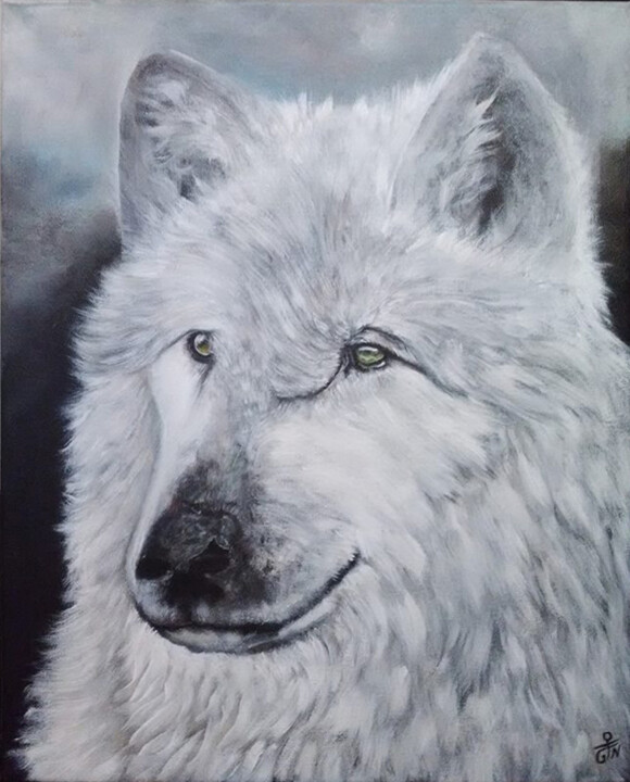 Peinture intitulée "Vieux loup blanc" par Thierry Graine, Œuvre d'art originale, Acrylique