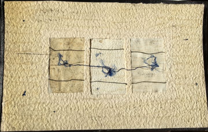 Collagen mit dem Titel "Fibres" von Jean Tégé, Original-Kunstwerk, Collagen