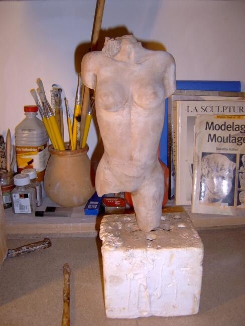 Sculptuur getiteld "buste femme" door Thierry Herbreteau, Origineel Kunstwerk