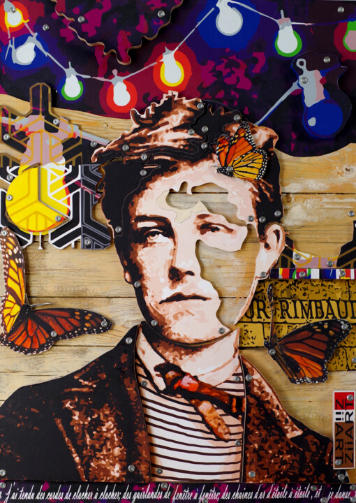 Collages intitolato "Rimbaud" da Thierry Legrand (ziiart), Opera d'arte originale, Acrilico