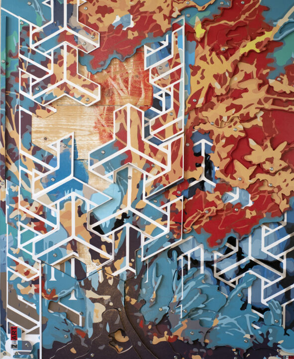 Collages titulada "New York un arbre e…" por Thierry Legrand (ziiart), Obra de arte original, Acrílico Montado en Panel de m…
