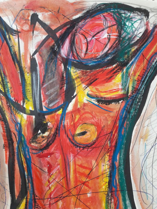 Painting titled "Crucifixion Cr3" by Thierry Marcel Blatt, Original Artwork, Ink