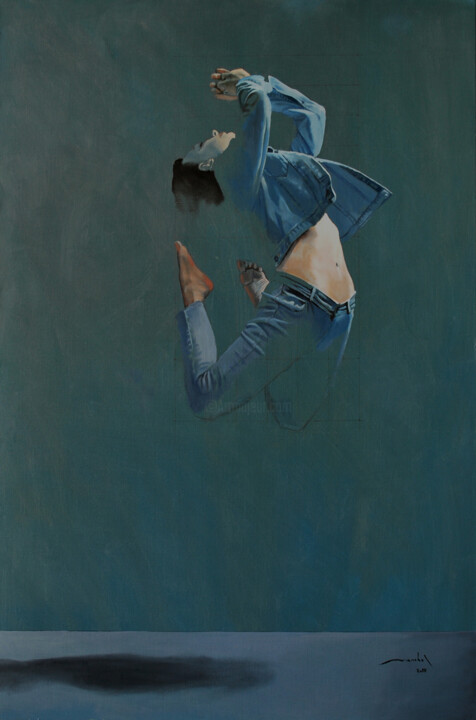 Malerei mit dem Titel "le grand saut" von Thierry Marchal, Original-Kunstwerk, Öl