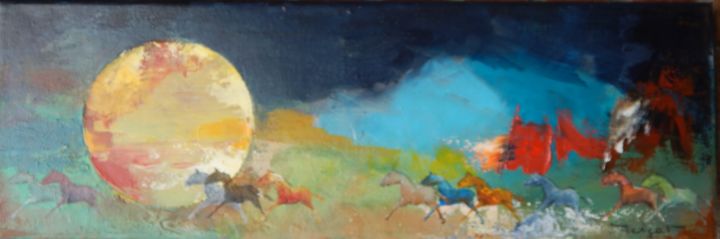 Peinture intitulée "cheval liberte 2" par Thierry Merget, Œuvre d'art originale, Acrylique Monté sur Châssis en bois