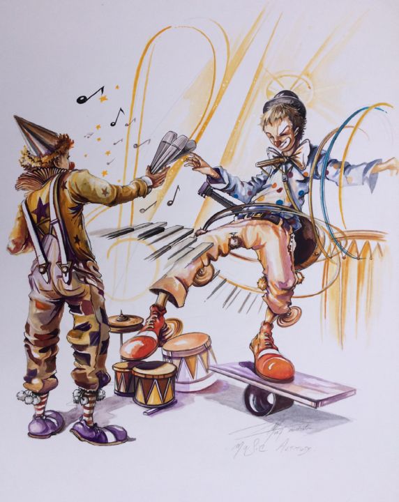 Dessin intitulée "Music Altitude" par Thierry Mordant, Œuvre d'art originale, Aquarelle