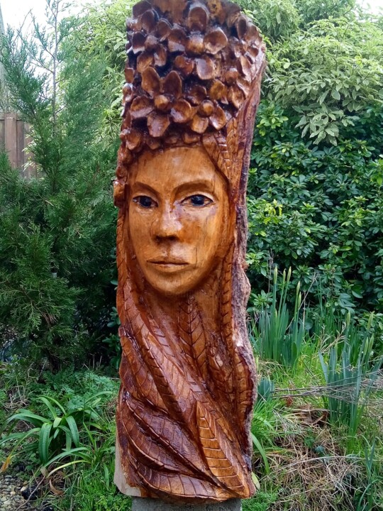 Sculpture intitulée "Dame nature" par Thierry Moulin, Œuvre d'art originale, Bois
