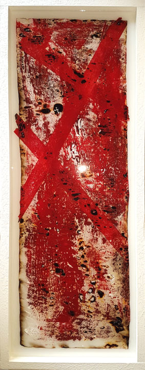 Schilderij getiteld "Polymère-R-II-46x12…" door Thierry Parezys, Origineel Kunstwerk, Acryl