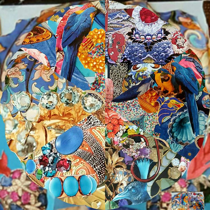 Collages intitolato "Blue Sphere" da Thierry Prouvost, Opera d'arte originale