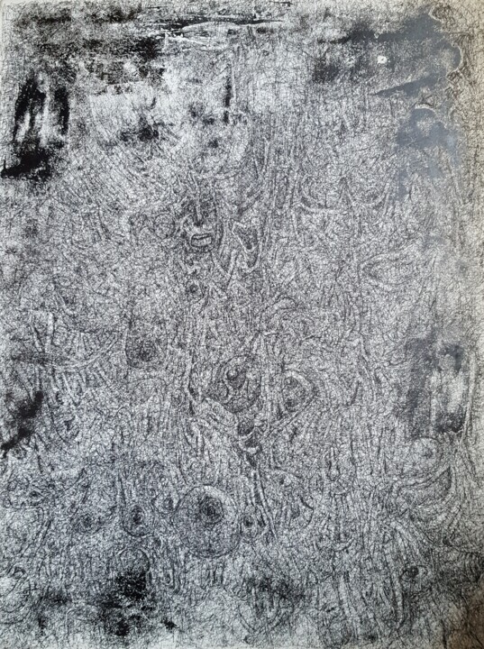 Drawing titled ""Complexité"" by Thierry Pujalte, Original Artwork, Ink