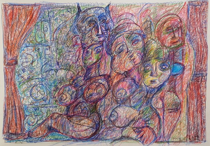 Dessin intitulée ""Les favorites..."" par Thierry Pujalte, Œuvre d'art originale, Crayon