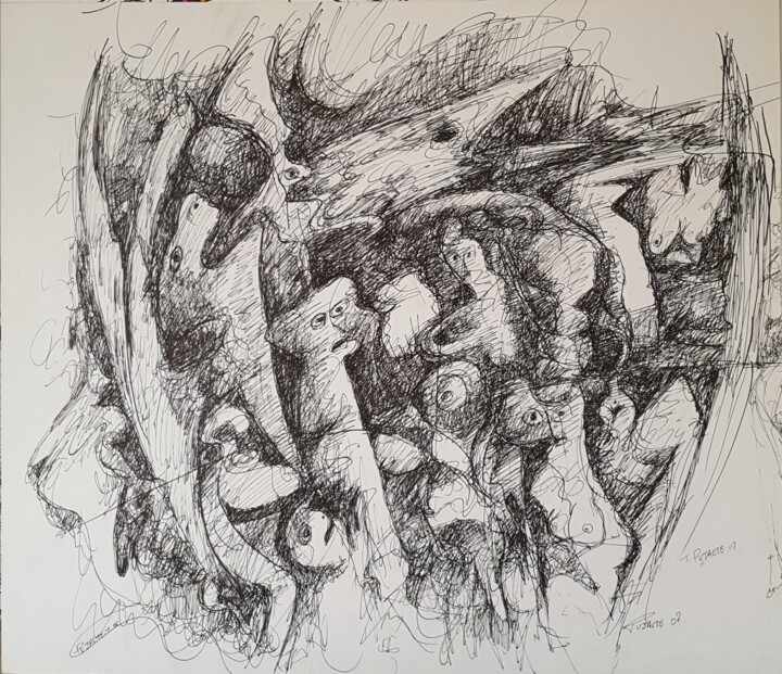 Drawing titled "sans titre 5" by Thierry Pujalte, Original Artwork, Ink