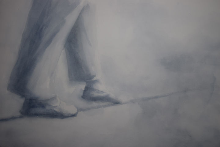 Peinture intitulée "À pas sûrs" par Thierry Seurre, Œuvre d'art originale, Aquarelle