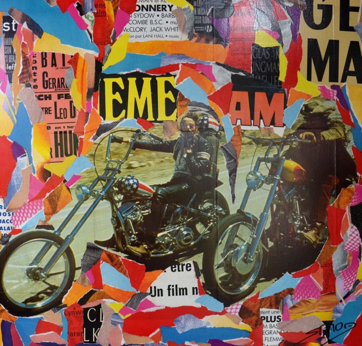 Collages intitulée "easy Rider" par Thierry Spada, Œuvre d'art originale, Collages