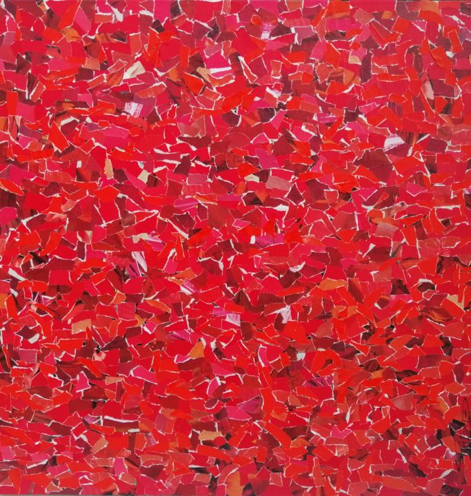 Colagens intitulada "Red" por Thierry Spada, Obras de arte originais, Colagens