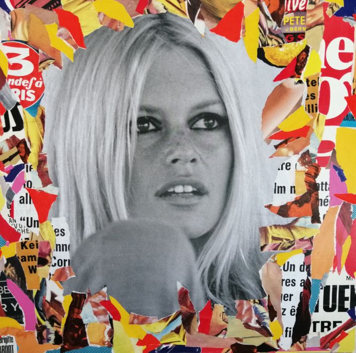 Colagens intitulada "BB pop" por Thierry Spada, Obras de arte originais, Colagens