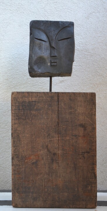 Sculpture intitulée "Monsieur Cube" par Thierry Spada, Œuvre d'art originale, Bois