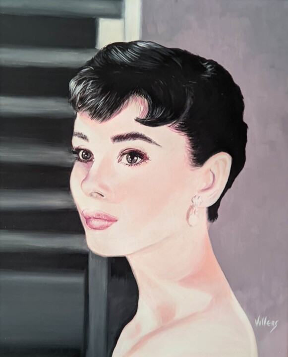 Drawing titled "Audrey Hepburn" by Thierry Villers, Original Artwork, Acrylic
