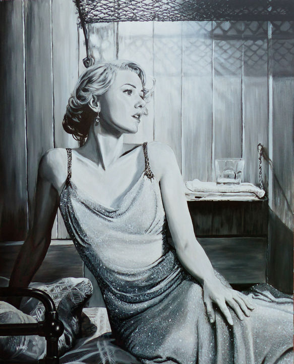 Schilderij getiteld "naomi watts" door Thierry Villers, Origineel Kunstwerk, Acryl