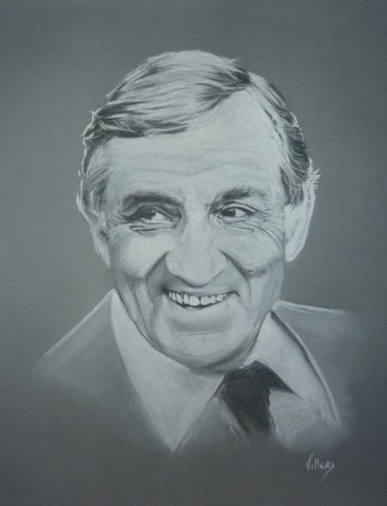 Dessin intitulée "Lino Ventura" par Thierry Villers, Œuvre d'art originale, Craie