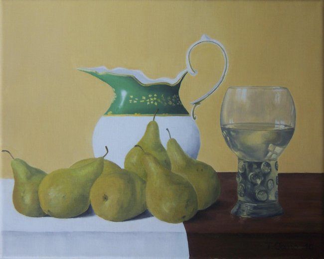 Painting titled "Nature morte aux po…" by Thierry Cano, Original Artwork