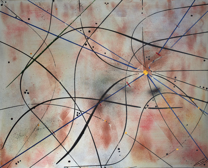 Painting titled "Composition abstrac…" by Thierry Daudier De Cassini, Original Artwork, Acrylic