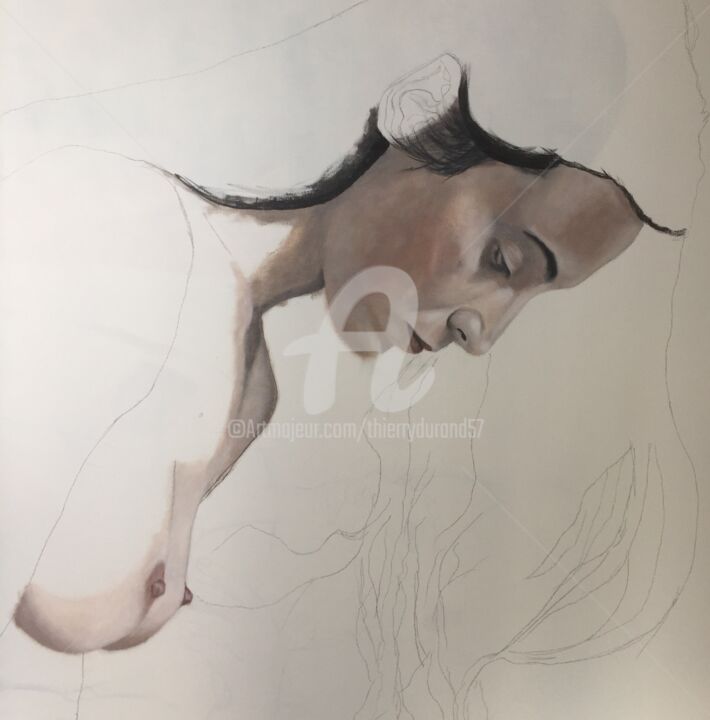 Pintura titulada "étude portrait : El…" por Thierry Durand, Obra de arte original, Acrílico