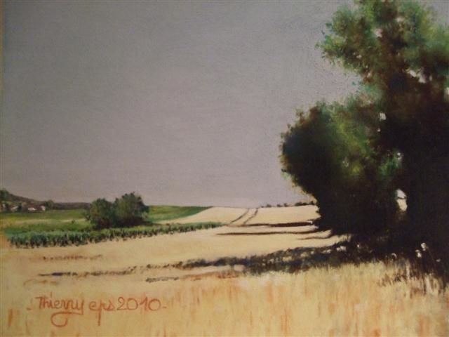 Painting titled "paysage de mellecey" by Thierry Eps Pastelliste, Original Artwork