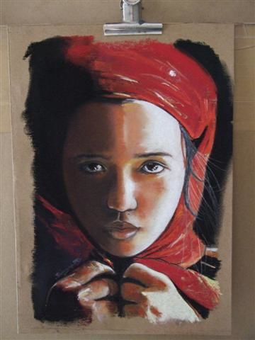 Картина под названием "rouge" - Thierry Eps Pastelliste, Подлинное произведение искусства