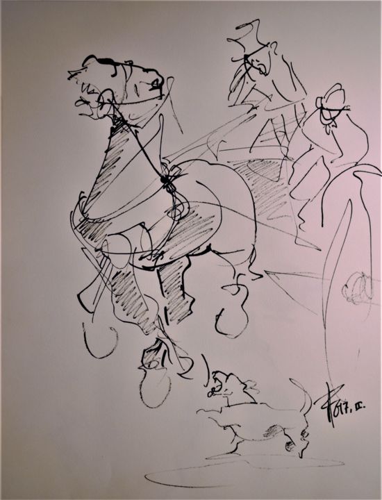 Desenho intitulada "Etude à l'encre de…" por Thierry Faure, Obras de arte originais, Tinta