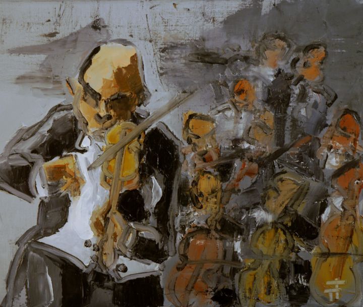 Pittura intitolato "16-15-violon-solist…" da Thierry Faure, Opera d'arte originale, Olio