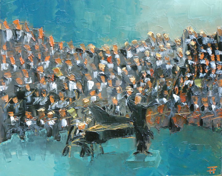 Painting titled "-Concert-07-247" by Thierry Faure, Original Artwork, Oil