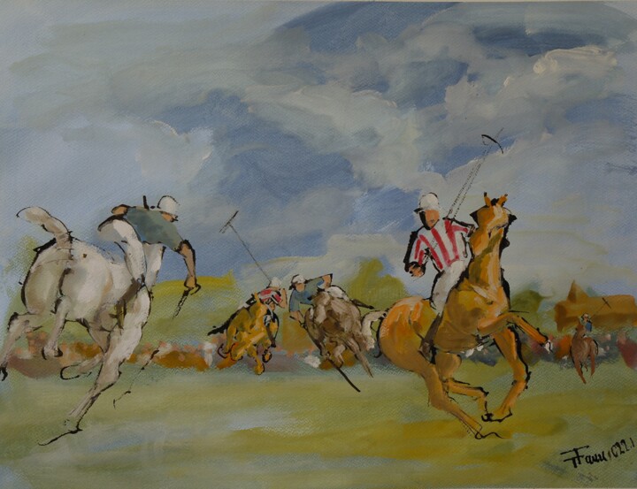 Drawing titled "polo" by Thierry Faure, Original Artwork, Gouache