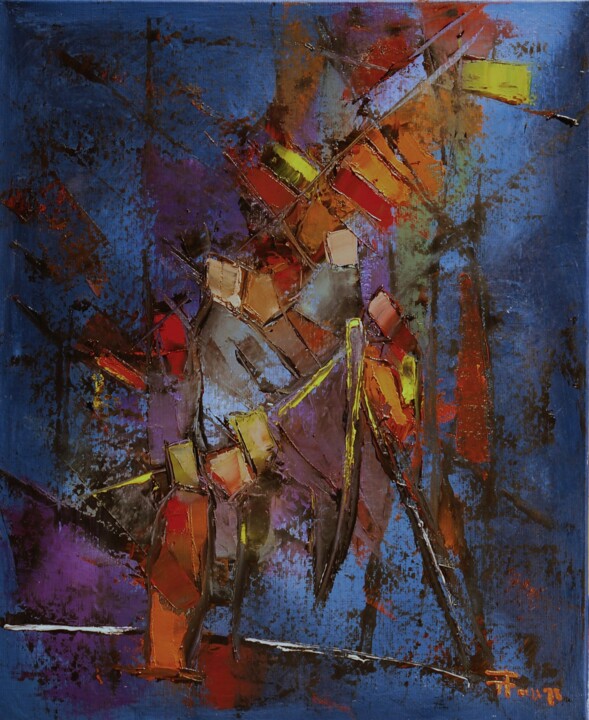 Картина под названием "L'accostage" - Thierry Faure, Подлинное произведение искусства, Масло Установлен на Деревянная рама д…