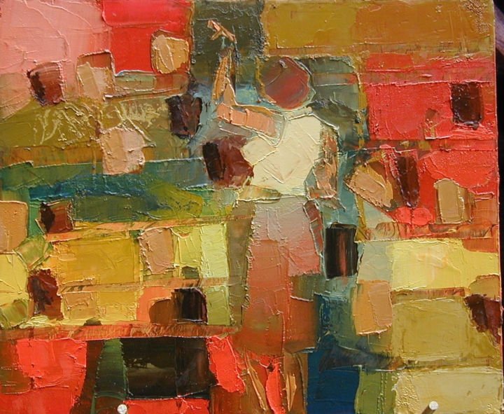 Painting titled "L'école-" by Thierry Faure, Original Artwork, Oil
