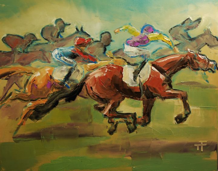 Картина под названием "Le-finish." - Thierry Faure, Подлинное произведение искусства, Масло Установлен на Деревянная рама дл…