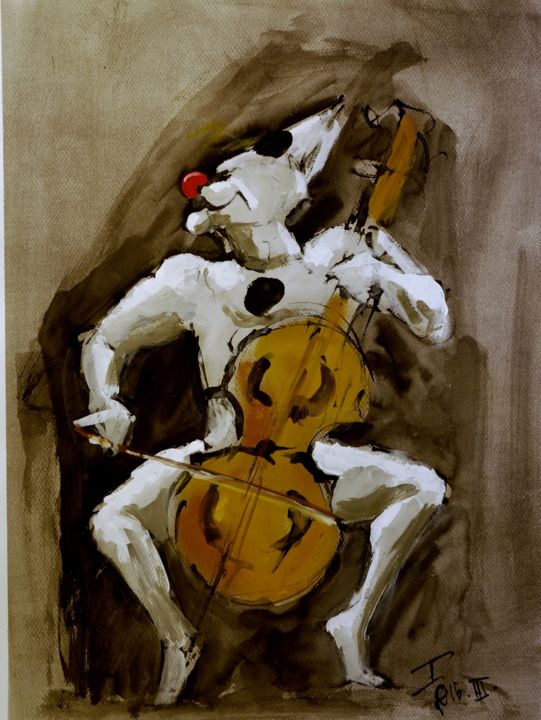 Desenho intitulada "Etude le clown-goua…" por Thierry Faure, Obras de arte originais, Tinta