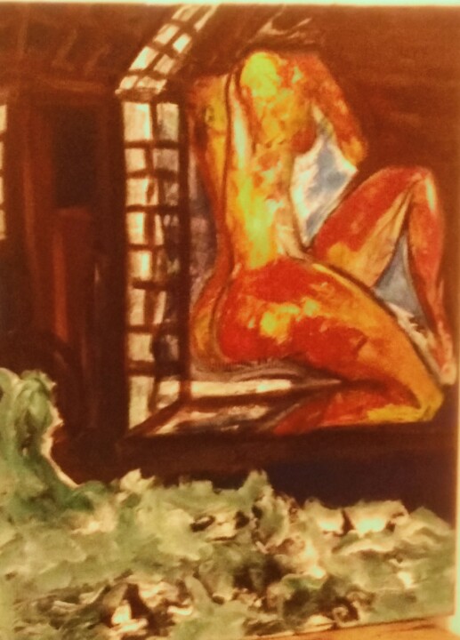 Peinture intitulée "FEMME FENETRE" par Solienas, Œuvre d'art originale, Acrylique